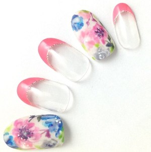 ピンクフラワー　pink flower nails