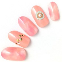 オフィスピンクネイル　pink tie-dye nails